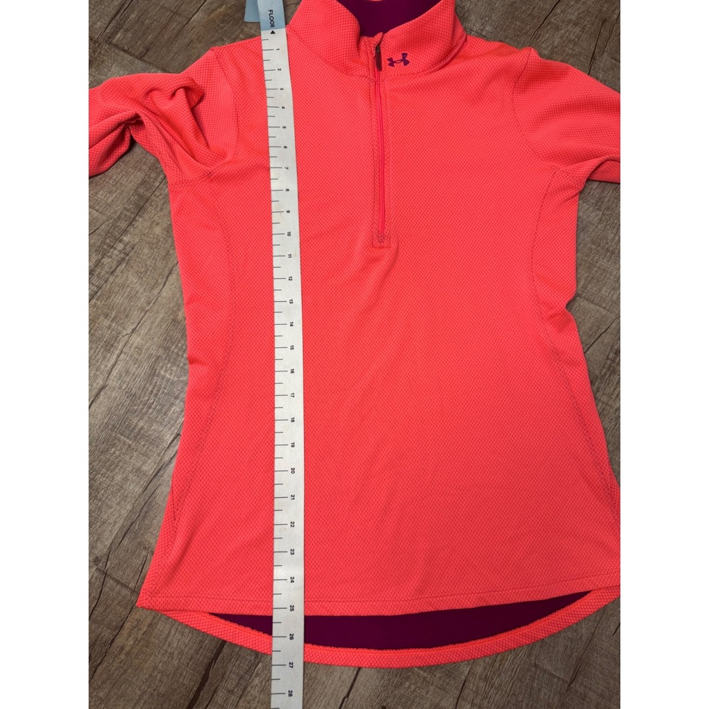 Under Armour Womens ColdGear 1/4 Zip Pullover Neon Pink Coral Medium - Picture 6 of 9